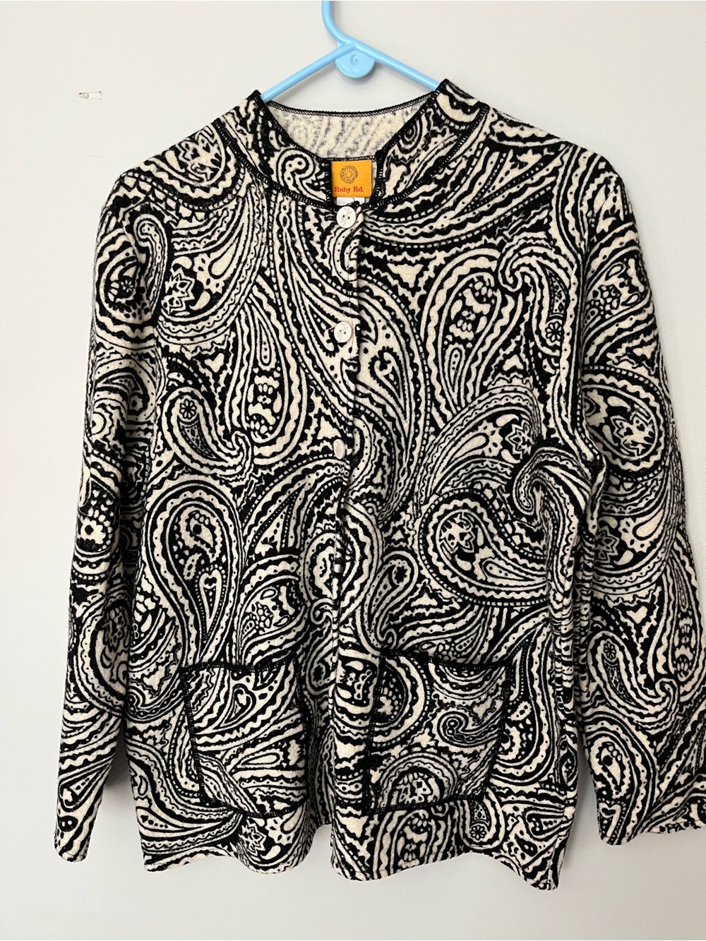 Ruby Rd. Black & White Paisley Button-Front Jacket
